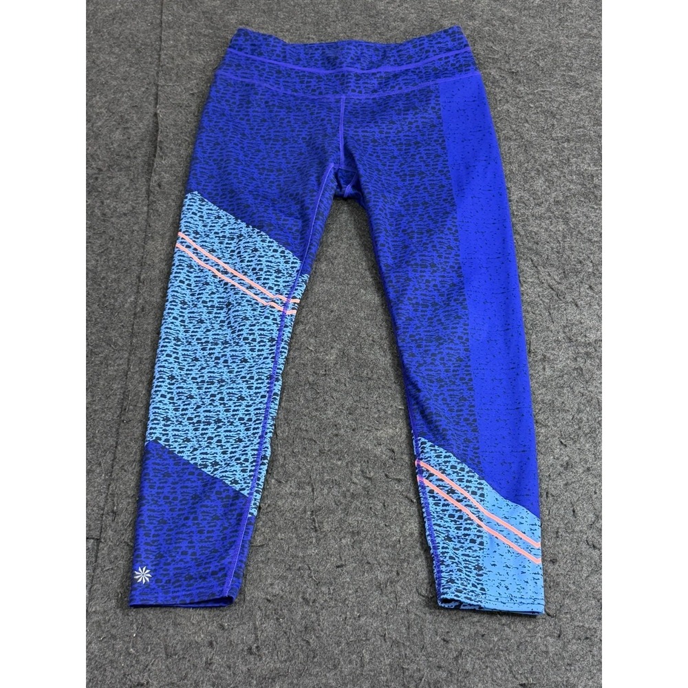 ATHLETA‎ 7/8 Legging Mid Rise Indigo Blue Back Zipper Pocket Women's Size Medium